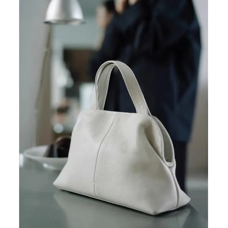 

2026 New Fashion Women Handbags Genuine Leather Shoulder Bag Female Brand Luxury Real Natural Leather Crossbody Cloud Boston Bag