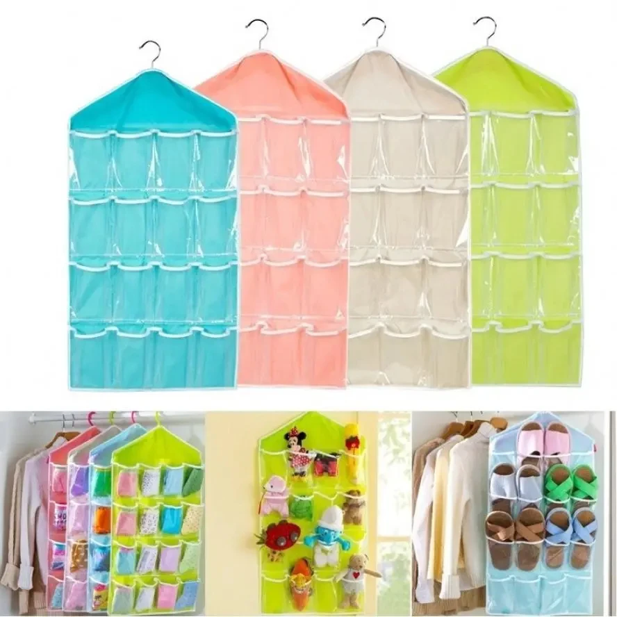 Hot 16 tasche guardaroba trasparente borsa appesa calzini reggiseno biancheria intima cancelleria Rack appendiabiti salvaspazio organizzatore ordinato