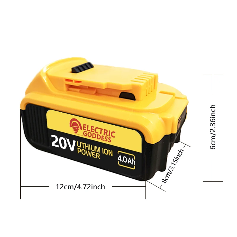 Elektrische Göttin-Lithium-Batterie, kompatibel mit 20 V, 4,0 Ah, Ersatz für Dewalt wiederaufladbares Elektrowerkzeug DCF850 DCF512