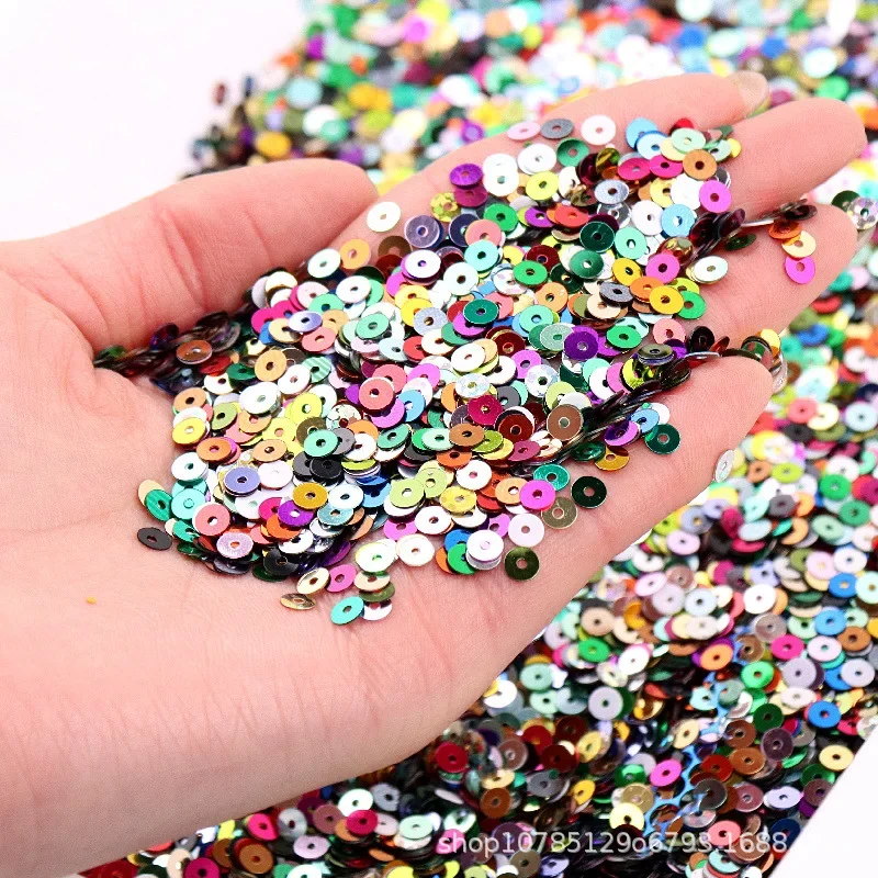 4mm circular mesoporous PVC sequins with 28 color silver background laser beads DIY hand sewn embroidery loose bead sequins in s