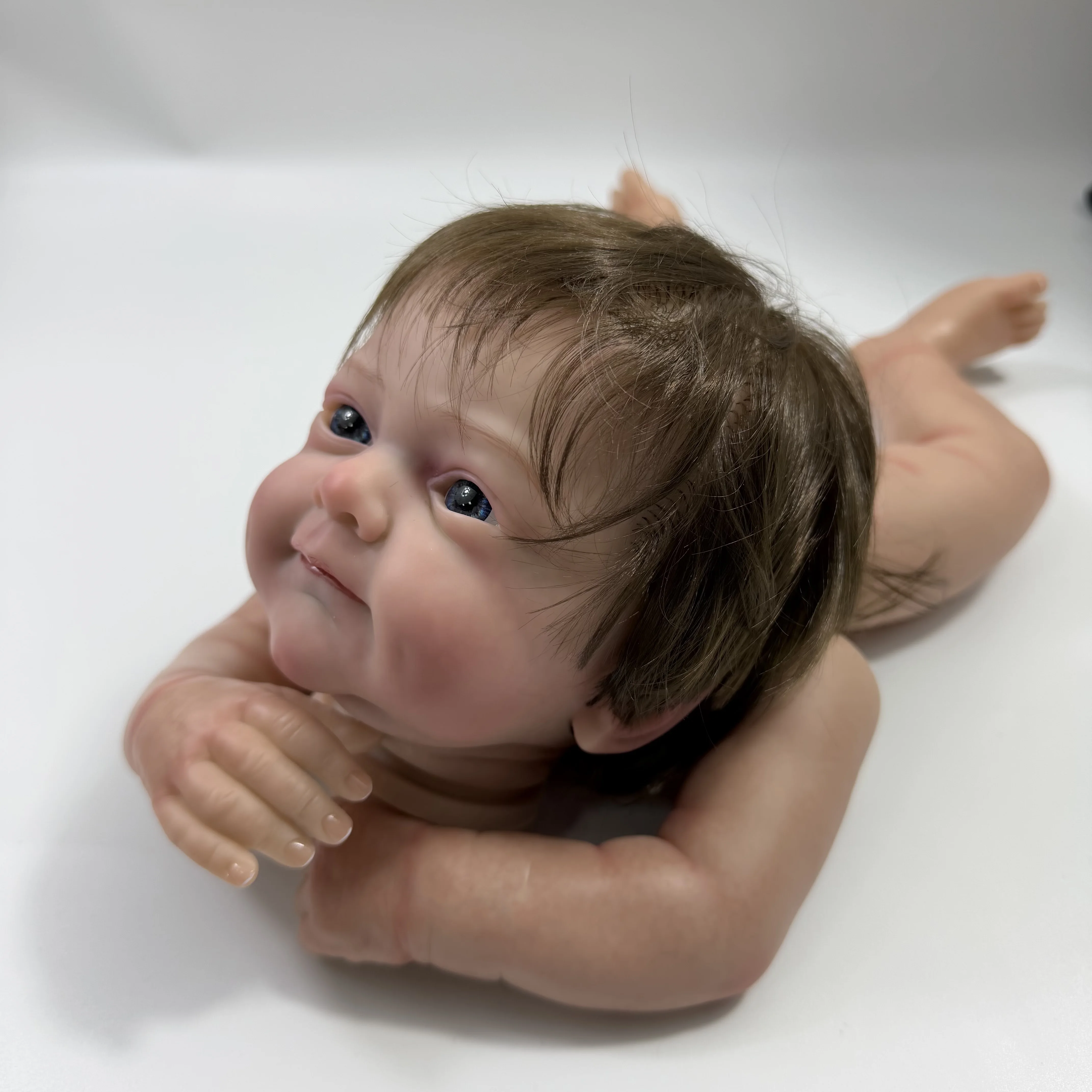 MRB 19 inch Painted Reborn Doll Parts Sanya With Rooted Hair Vinyl Doll Kit 3D Painting with Visible Veins Cloth Body Included