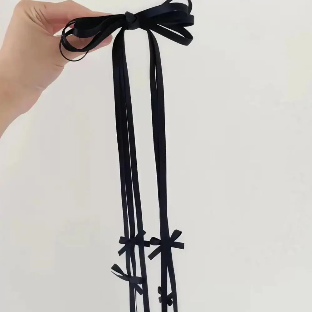 

Простая балетная заколка с кисточкой и бантом, балетный стиль, Harajuku, длинная лента, бант, заколка для волос, тканевая заколка с черным бантом, студенческие заколки