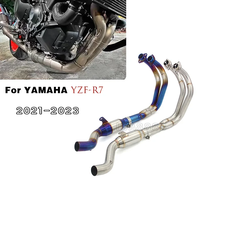 For YAMAHA YZF-R7 YZF R7 FZ07 MT07 2021-2023 Motorcycle Exhaust Racing Escape Moto Modified System Full Front Middle Link Pipe