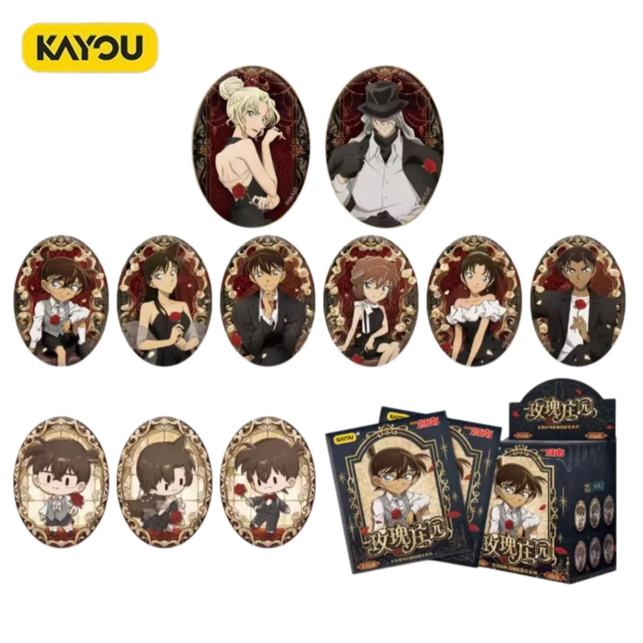 

New Kayou Detective Conan Rose Manor Series Tinplate Badge Anime Acg Cards Goods Toy Blind Box Pendant Collection