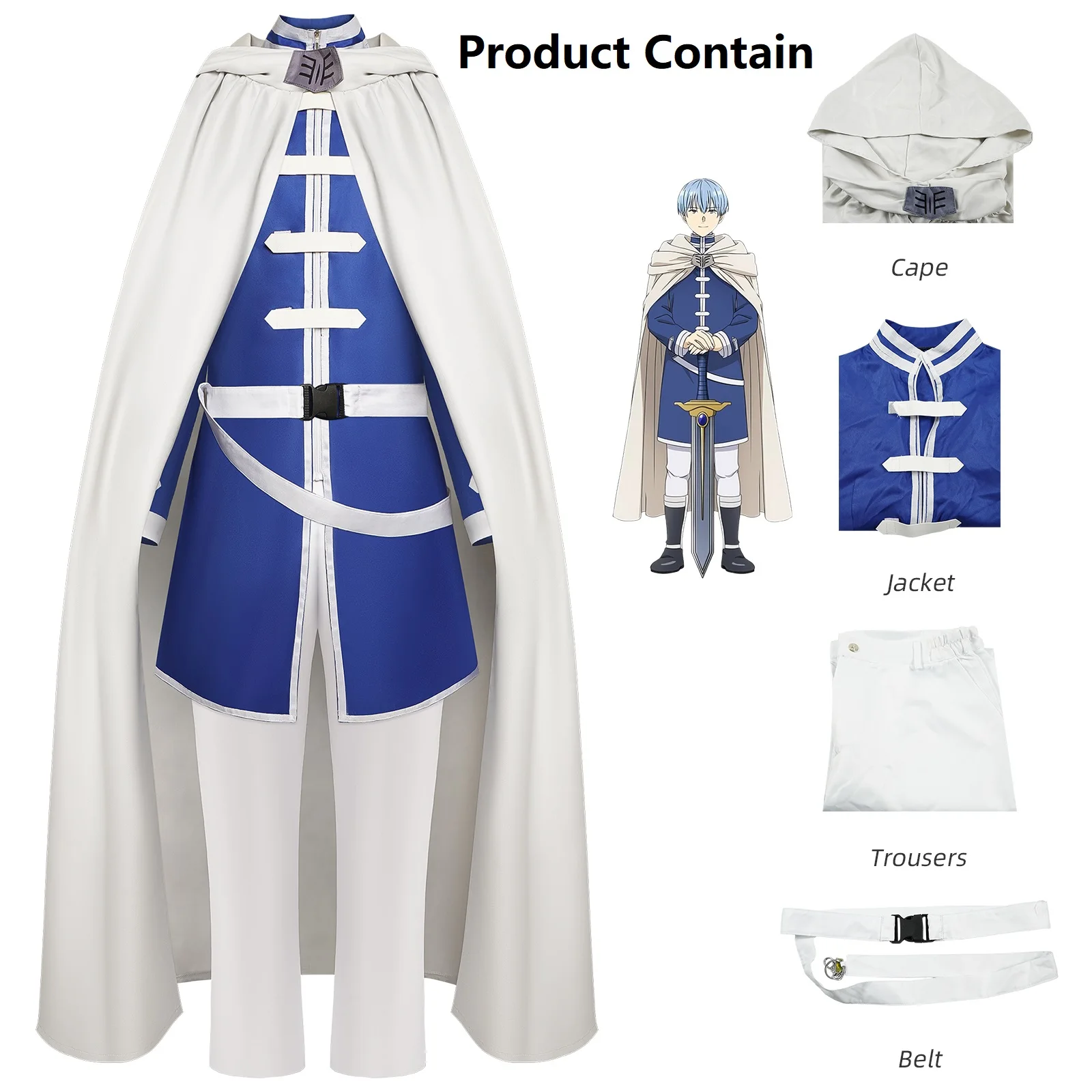 

Anime Beyond Journey's End Cosplay Costume Himmel Shawl Cloak Pants Suit Himmel Costume Halloween Carnival Party Roleplay Cloth