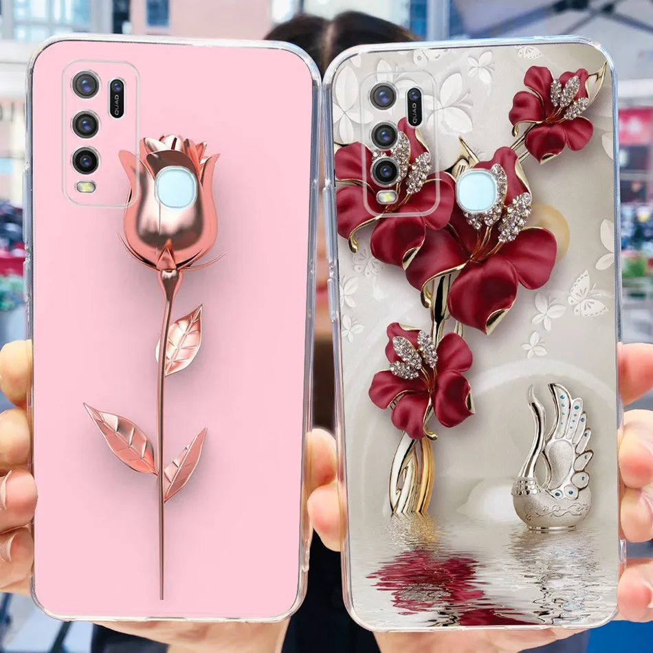 For Vivo Y30 Y30i Y50 Phone Case Vivo Y50 Y30i Y30 4G 1938 1935 Elegant Printing Soft Silicone Clear TPU Slim Cases