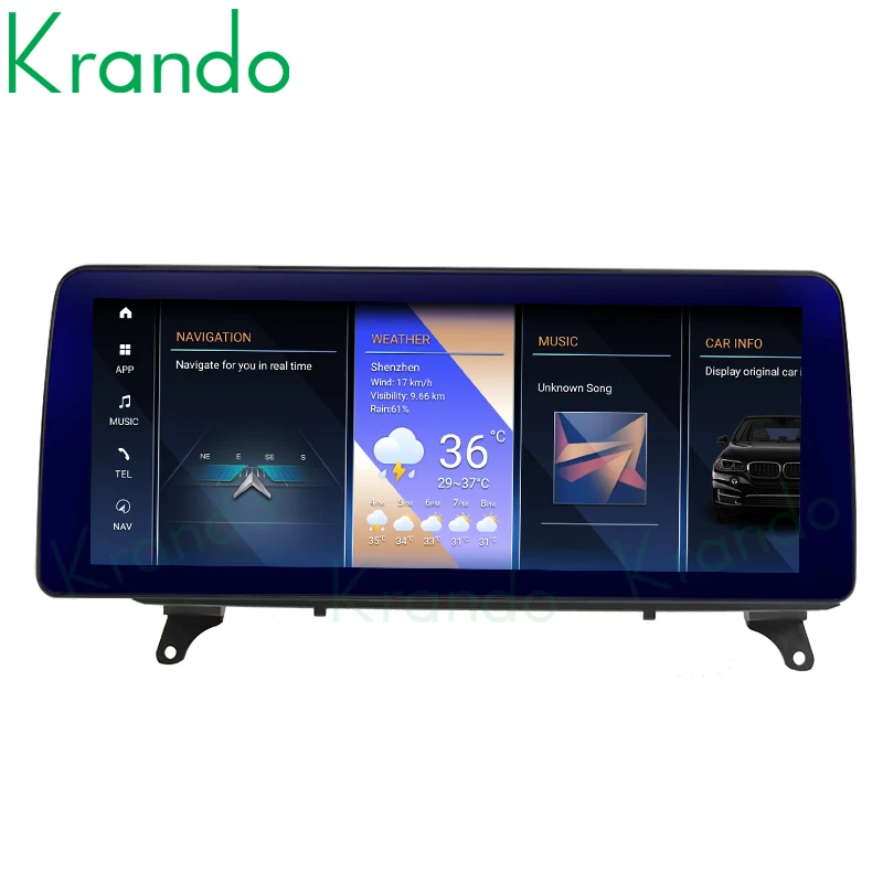 Krando Android 12.0 12.3'' Car Radio Audio For BMW X5 E70 X6 E71 2007 - 2018 CIC CCC EVO Wireless Carplay GPS DVD Multimedia