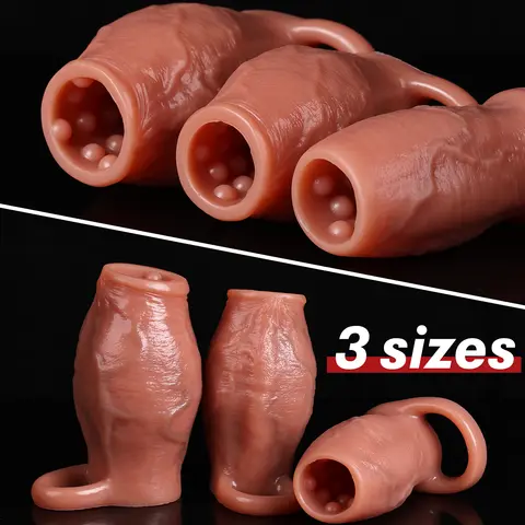 Penis Ring Enlargement Lock Sperm Dick Sleeve Men Sex Toy Enlarged and Thicken Cock Sleeve Soft Silicone Male Adult Sexy Toys