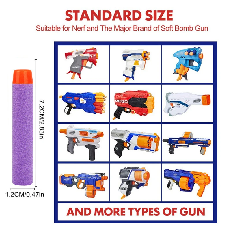 Nerf n-strike elite série blasters, sólidos rodada cabeça balas 7.2cm, espuma eva dardos para armas de brinquedo das crianças acessórios