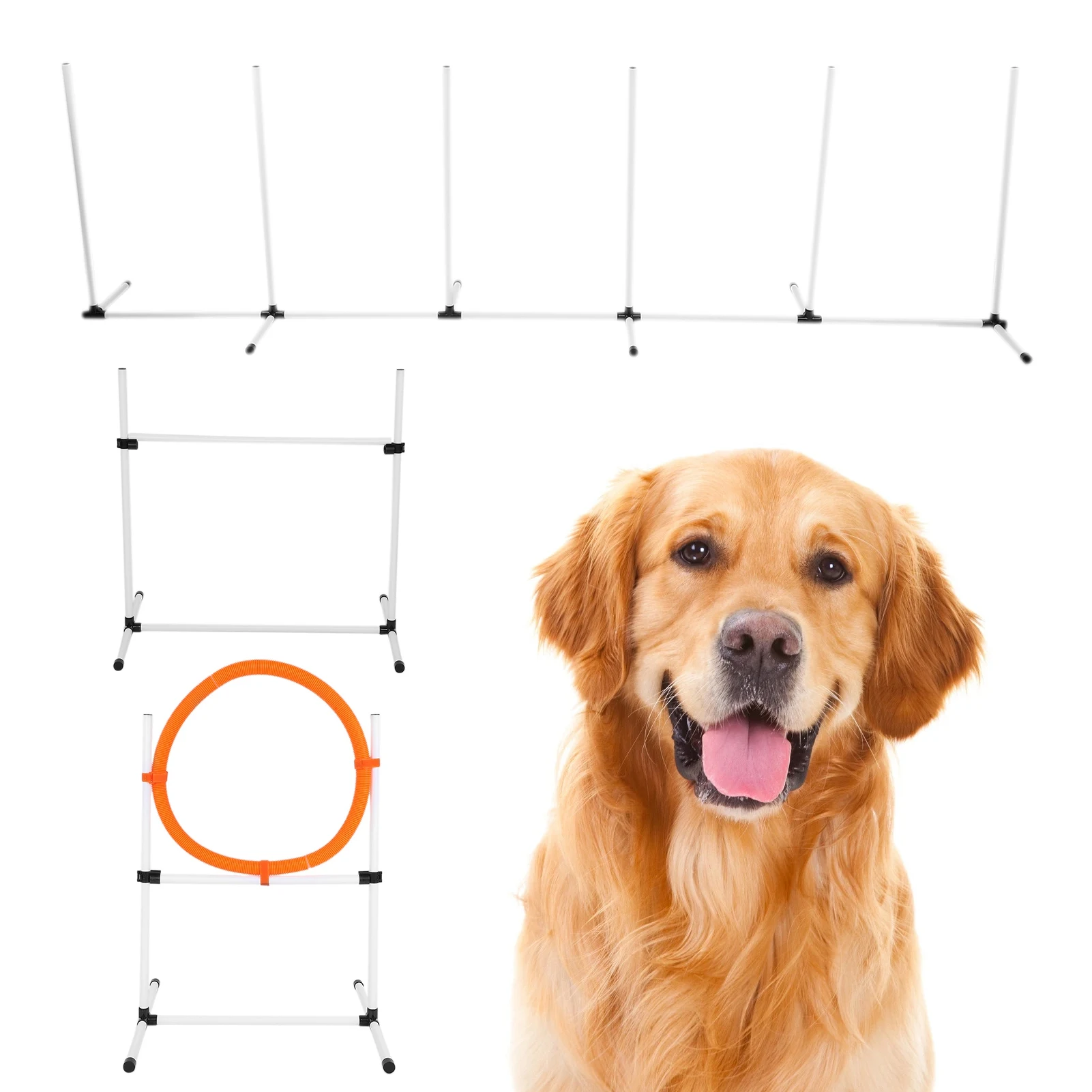 

Pet Training Equipment Dog Adjustable Bar Jump Hurdle Hoop Pole Obstacle Course Dog Jumps Set Pet Training Pole