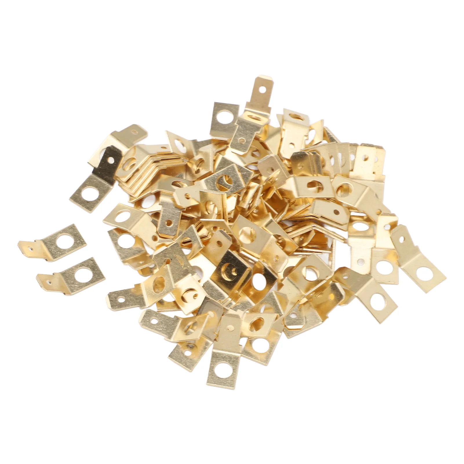 100PCS Quick Disconnect Connectors Non Insulated Solderless Adapters 10 Stud 1/4 Inch Male Spade Brass Crimp Connector