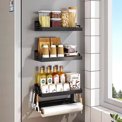 1Pc Multi Layer Household Storage Shelf Seasoning Storage Rack Fresh Keeping Bag Holder Magnetic Refrigerator Shelf