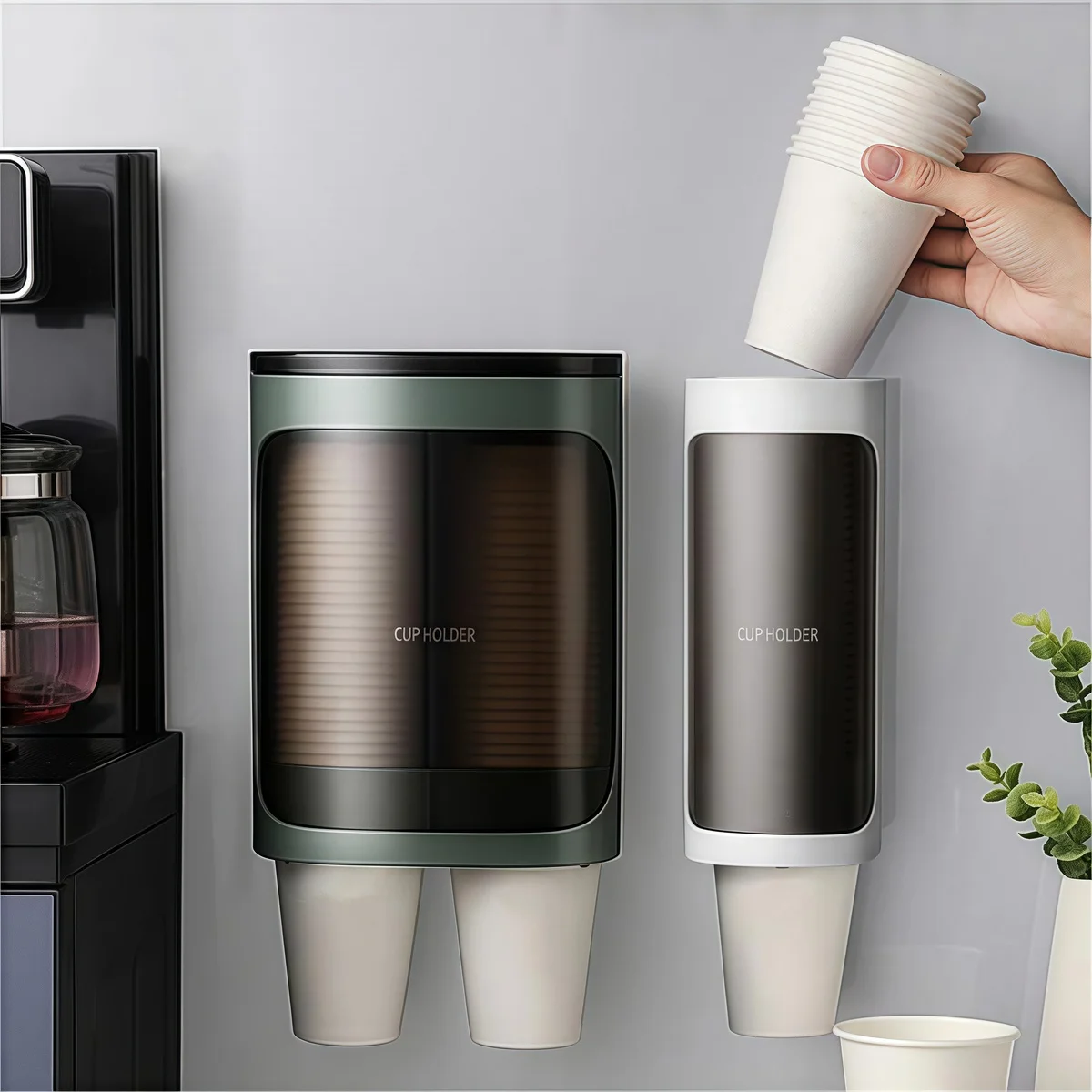 

Household Disposable Cup Holder Water Dispenser Storage Paper Cup Rack Space-Saving Taker Automatic Cup Dropper Organizer