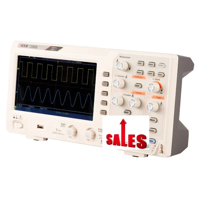 VICTOR 1200S 200 MHz Bandwidth 1/2 Channel 500MS/s/1GS/s Desk Type usb Digital Storage Oscilloscope Circuit Debugging /Testing