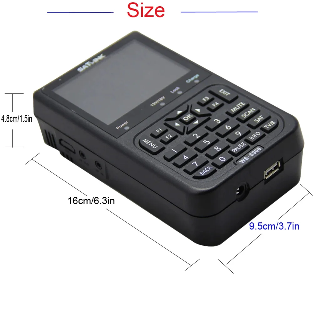 SATLINK 위성 파인더 디지털 계량기 신호 측정 계량기 감지기 리시버, 3000mAh 배터리 내장, 3.5 인치 LCD 화면, WS6906