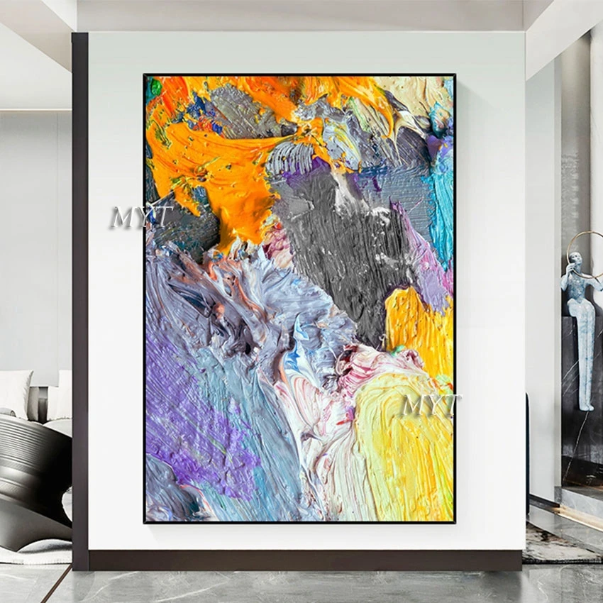 High Quality Home Decoration Wall Art Color Thick Acrylic Textured Abstract Oil Painting Unframed Canvas Artwork For Living Room