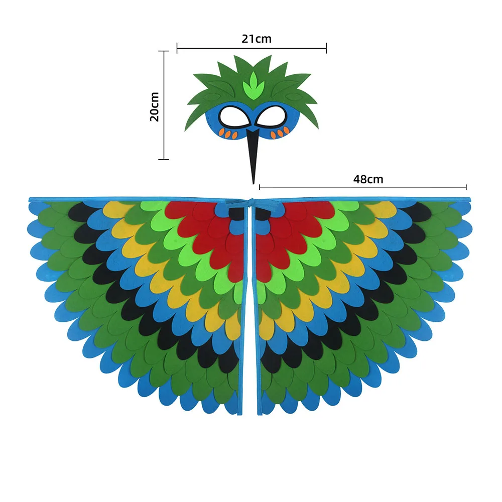 Children Owl Wings Costume Animals Peacock Felt Cloak with Mask for Kids Boys Girls Stage Performance Halloween Party Cape