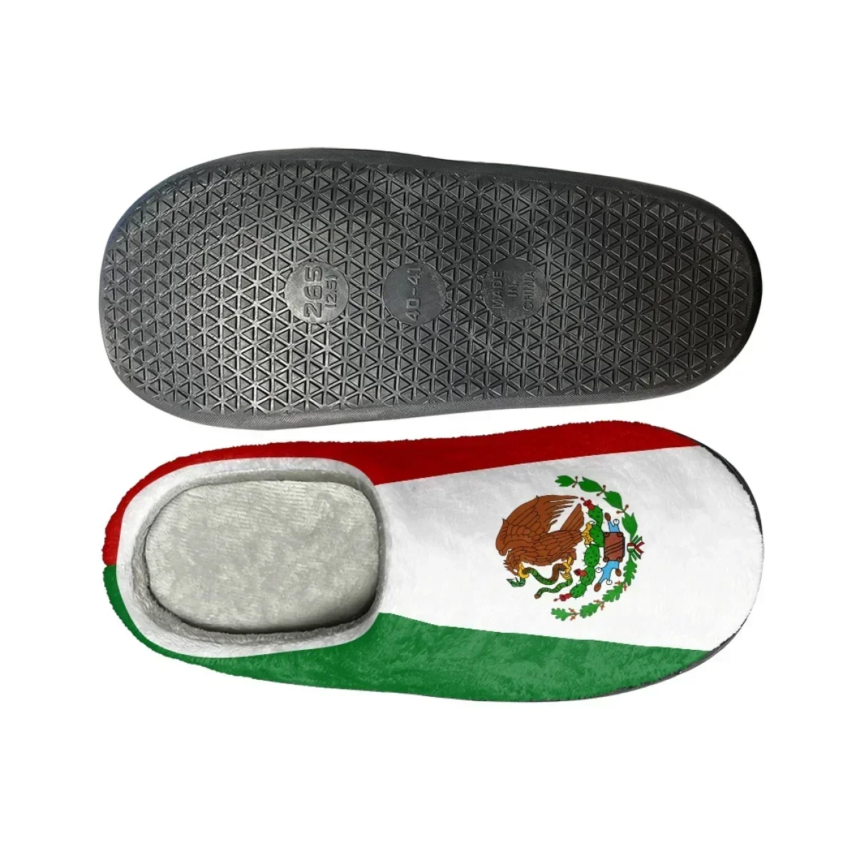 Autumn Winter Men House Cotton Slippers Mexico Flag Print Indoor Warm Non-Slip Slippers Zapatos Mujer Couple Women Home Footwear