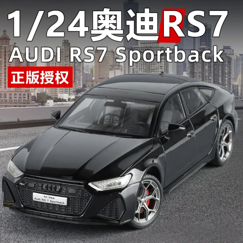 1:24 Audi RS7 Sportcar Modello di auto in lega Suono e luce Tirare indietro Giocattolo da collezione per bambini Regalo di compleanno