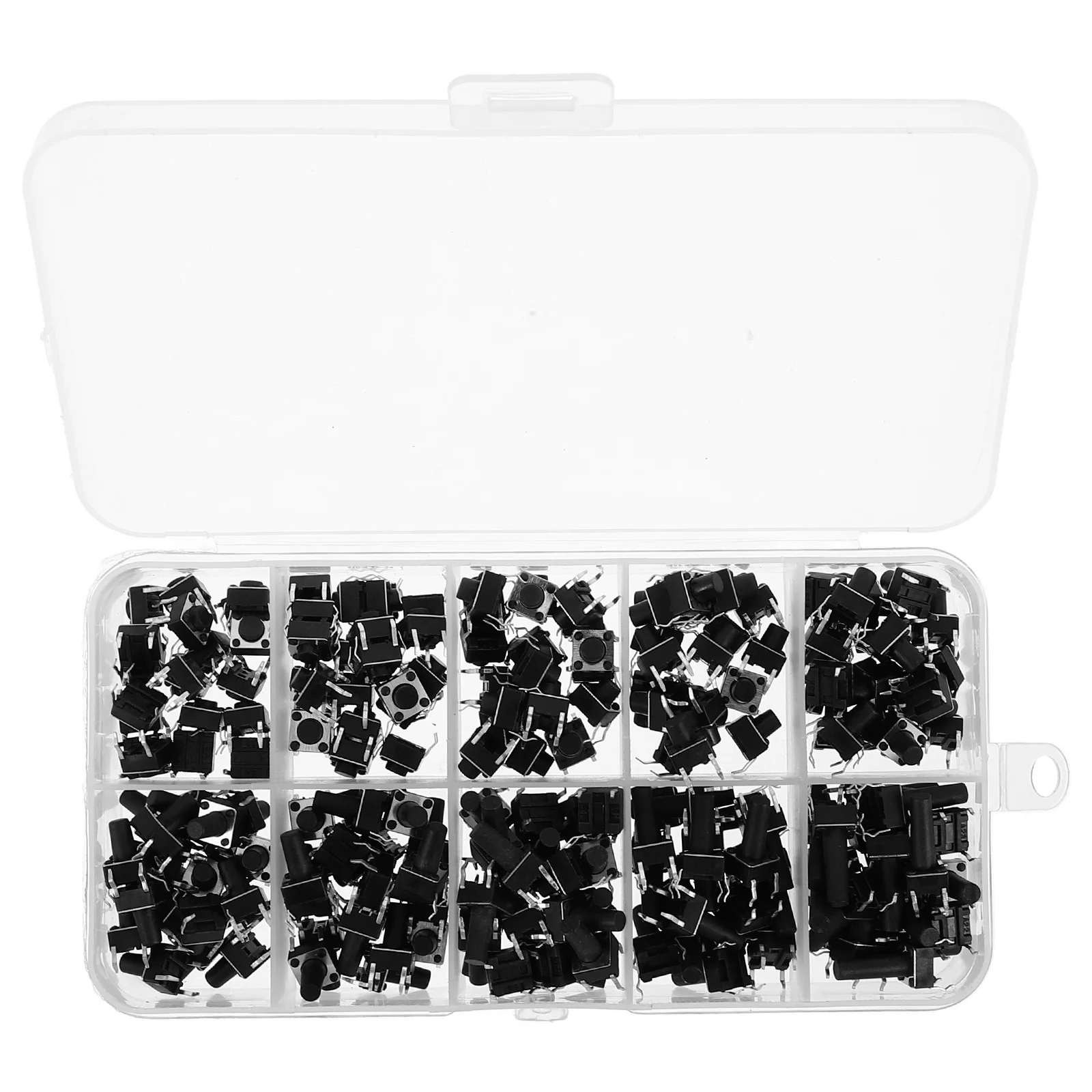 

200 pcs Micro Momentary Tactile Push Button Switch Kit Touch Components Quick Response Compact Design For Breadboard Pcb