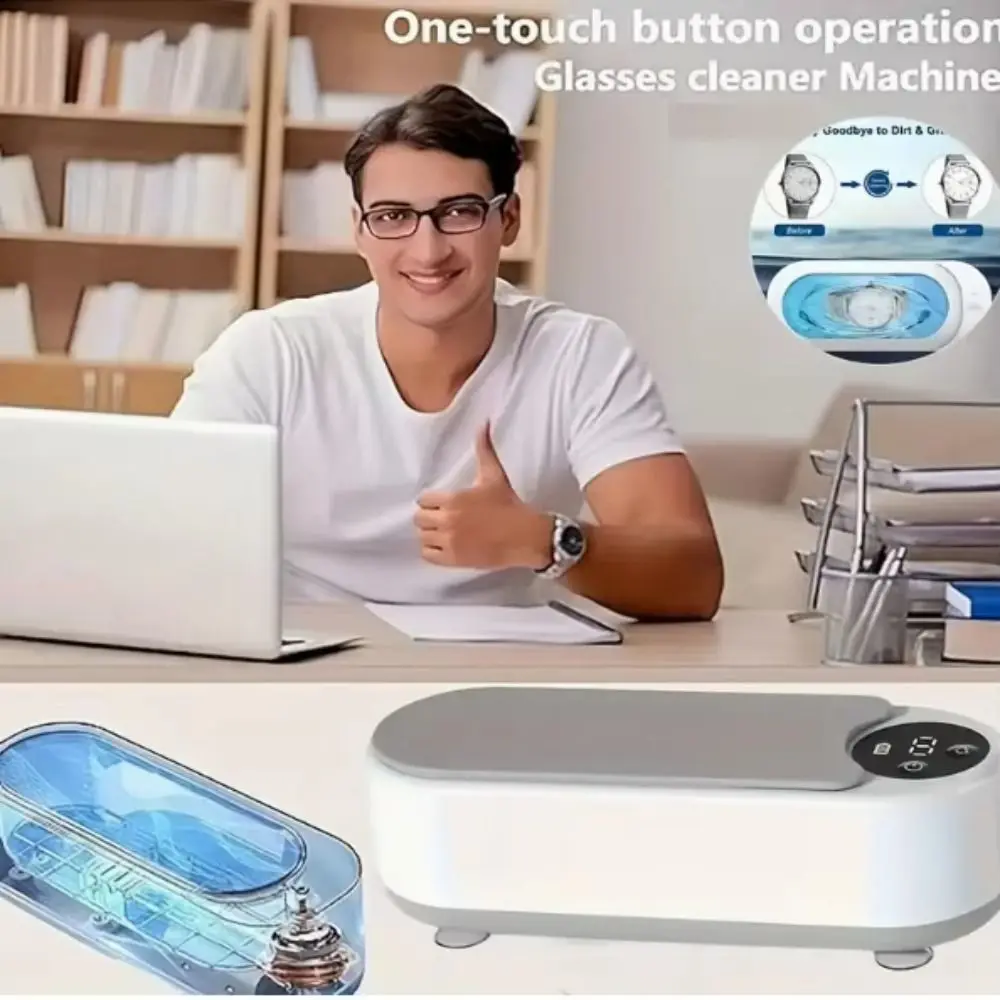 Portable Ultrasonic Glasses Cleaner USB Rechargeable Ultrasound Vibration High-Frequency Cleaner Wireless Control