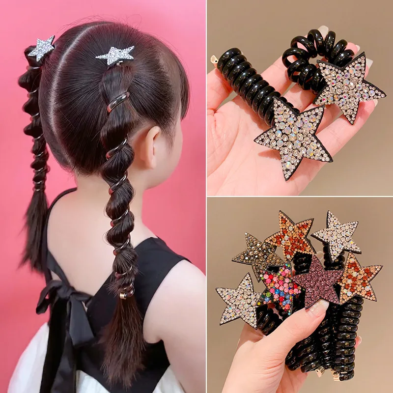 Molans Rhinestone Star Hair Tie Ponytail High Elastic Durable Scrunchies Hair Bands For Girl Korean Hair Ropes Bands