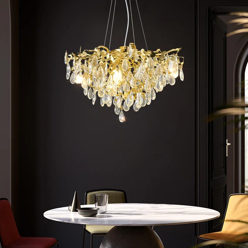 Modern Light Luxury Chandelier Lighting LED Crystal Chandeliers Home Living Room Decorative Light Lobby Dining Room Hang MJ1121