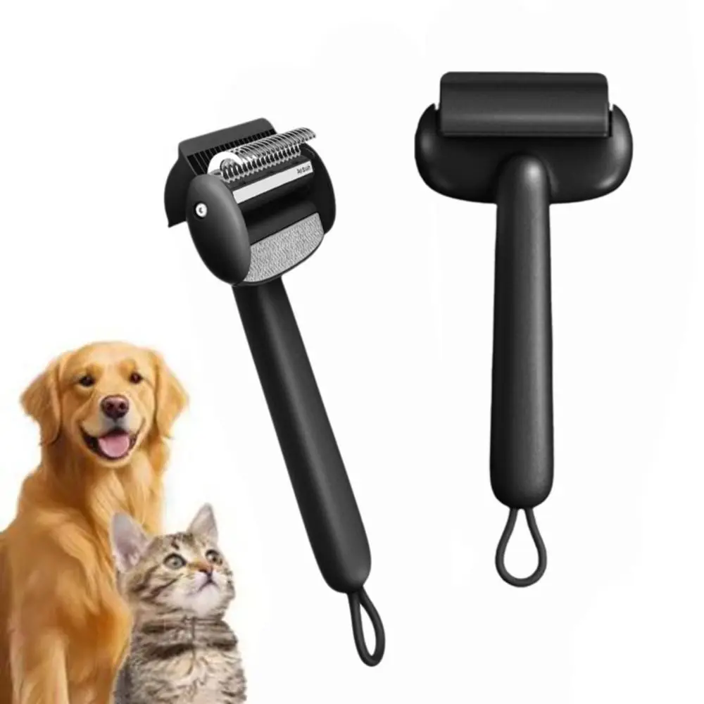 Peine para desenredar nudos para mascotas colgante, cepillo para quitar el pelo con tapa abatible para mascotas con agarre cómodo de tela antiestática