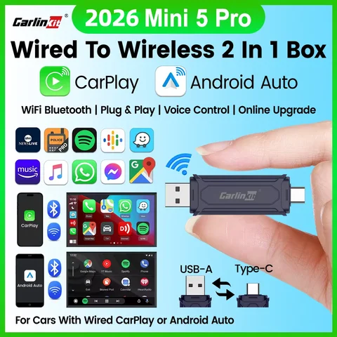 CarlinKit 5.0 Mini5 PRO Wireless Adapter Wireless CarPlay Android Auto For OEM Car Plug and Play WiFi Bluetooth Auto Connection
