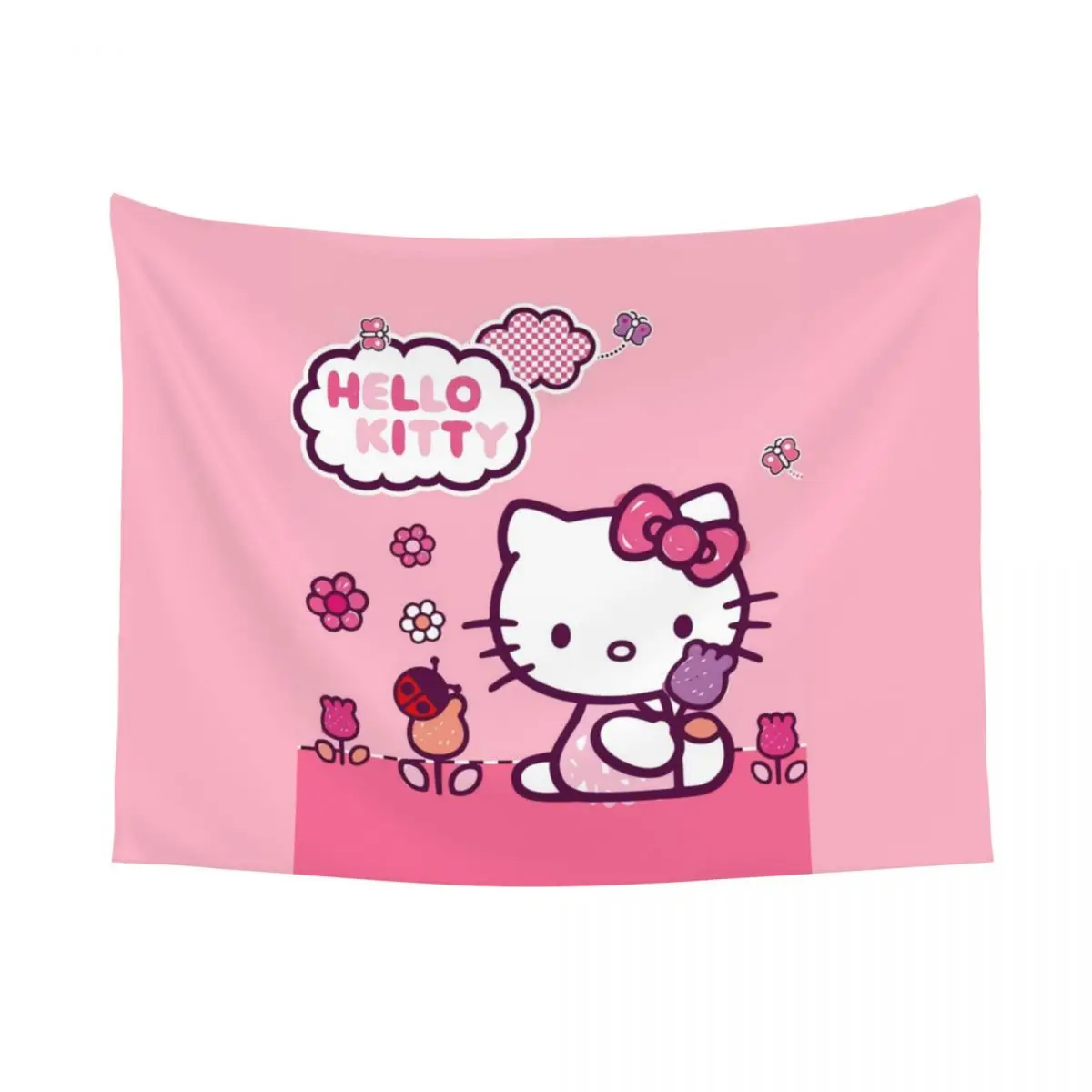 Custom Hello Kitty Manga Cat Tapestry Hippie Room Decor Tapestries Wall Hanging for Dorm Home Decoration