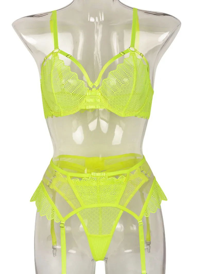 Body amarillo fluorescente con costuras de encaje clásicas para mujer, traje Sexy de estilo francés, elástico, cómodo, 3WDB, novedad de verano