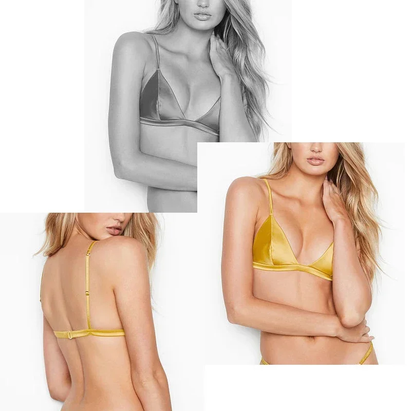 2024 新しい女性のシルクブラジャー快適なサテンワイヤレスレディースランジェリー調節可能なシームレスなショルダーストラップファムトップスブラジャー MN1