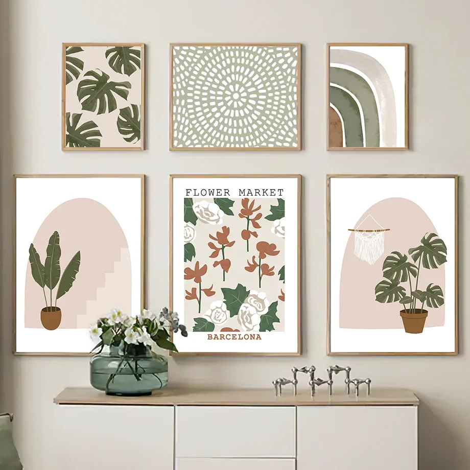 2026 Abstract Flower Market Wall Art Mural Daisy Print Monstera Rainbow Canvas Painting Posters Pictures Living Room Home Dec