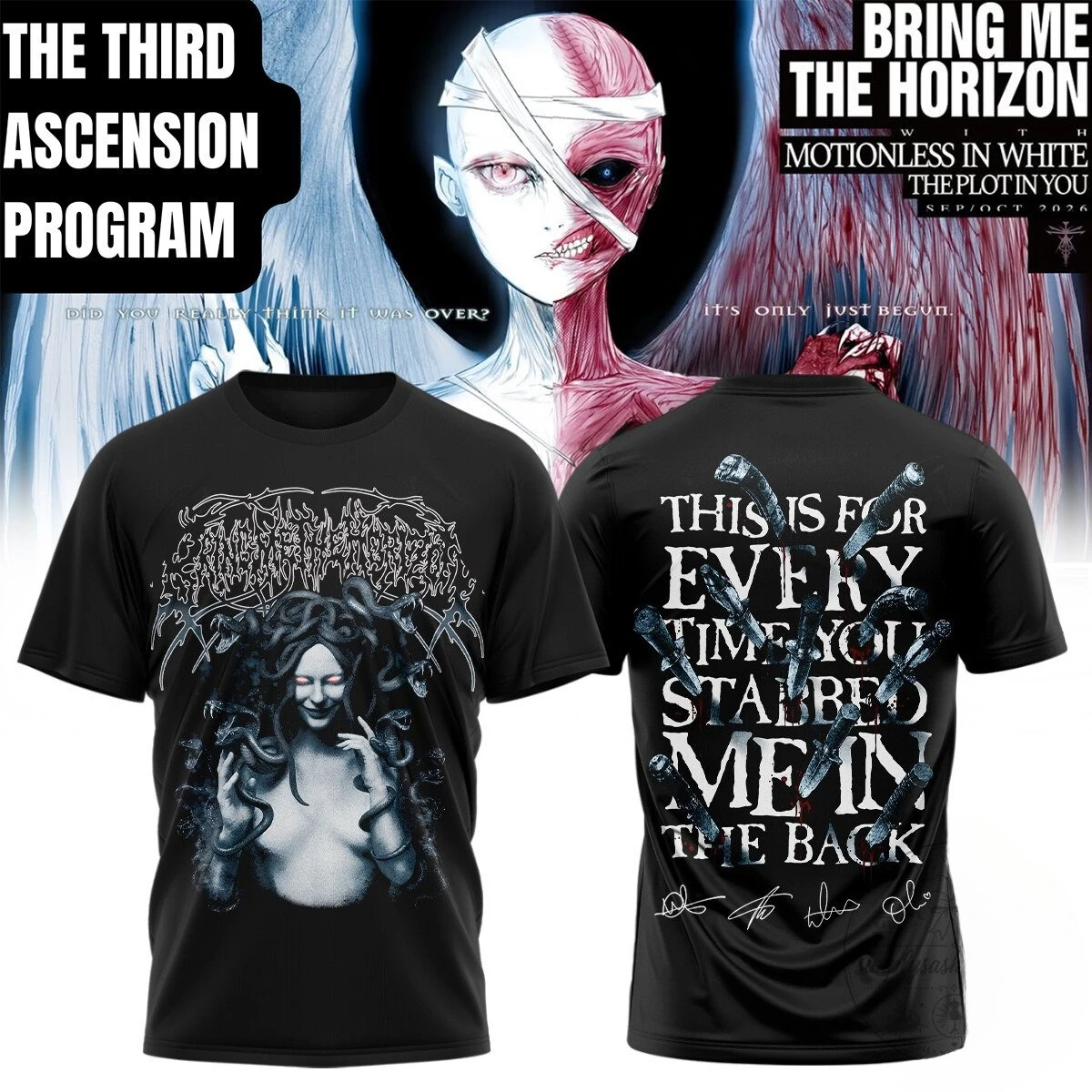 BMTH Bring Me The Horizon Third Ascension Tour T-shirt 2026 Back Tour Dates Print Unisex Oversized Metalcore Fan Short Sleeve view 4