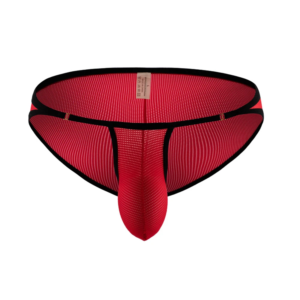 Biancheria intima Sexy in rete slip Bikini Sexy da uomo Bulge Pouch perizoma mutande comode mutandine traspiranti vuote mutandine elastiche maschili