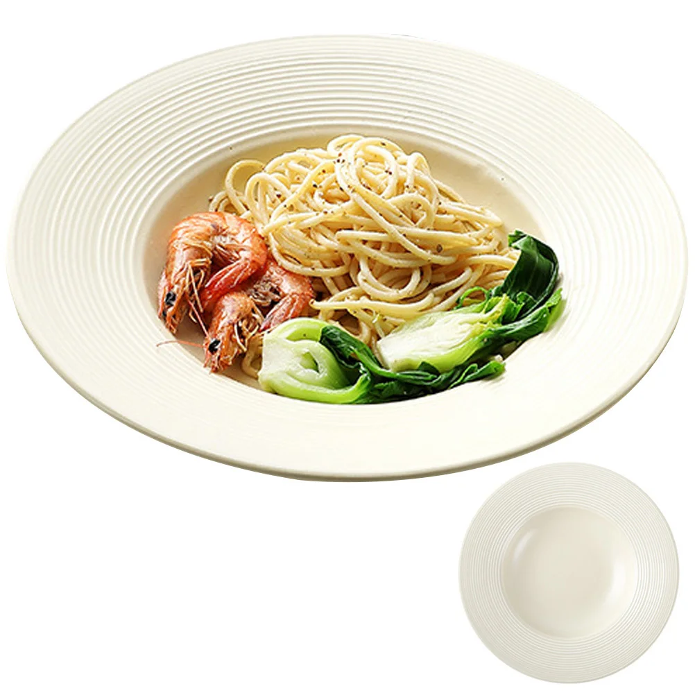 

Deep Ceramic Pasta Plate Straw Hat Design Dinnerware Suitable for Household Western Food Snack Dessert Serving