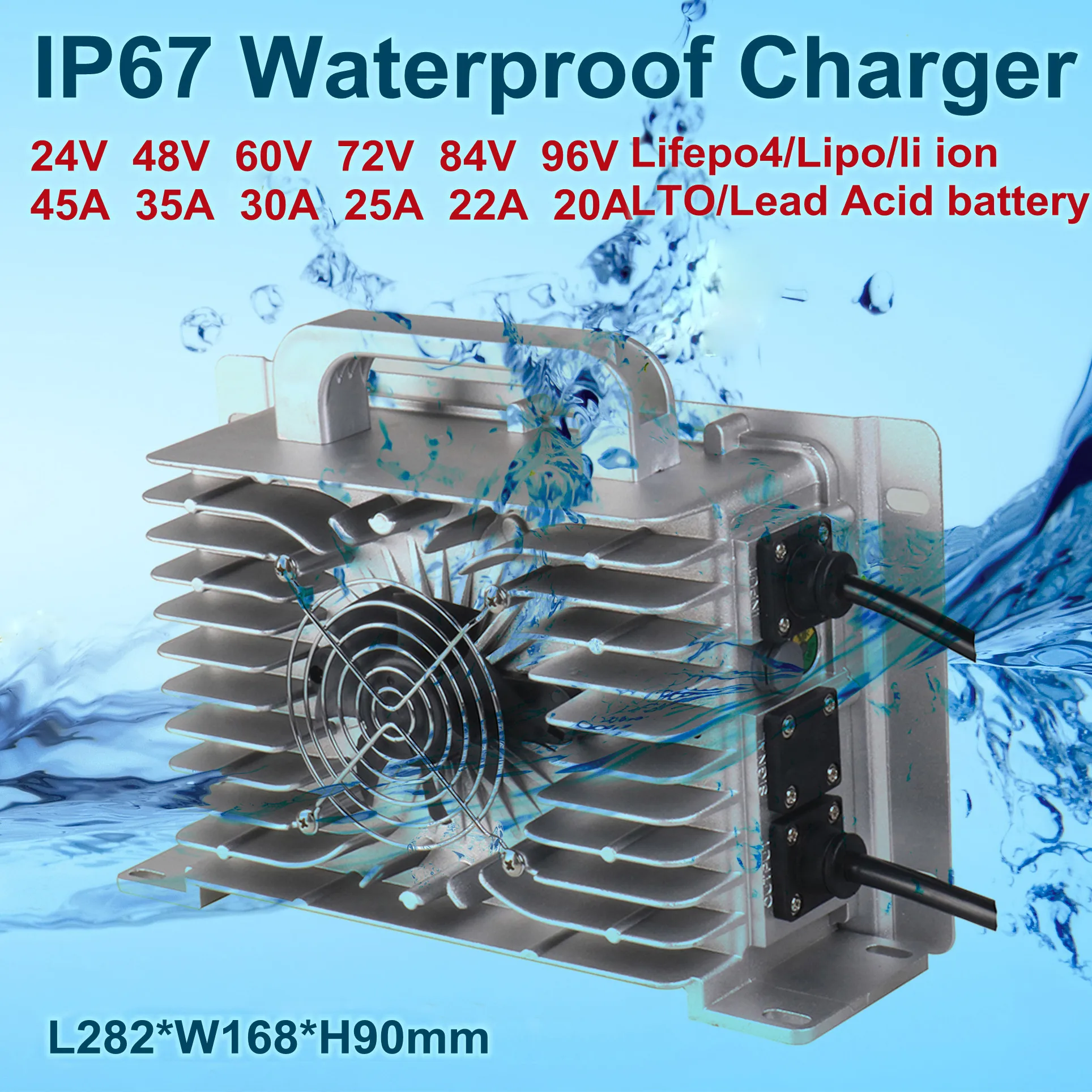 2000W 24V 48V 60V 72V 84V 96V 20A 30A 40A waterproof charger vessel speedboat vehicle car lipo lifepo4 GEL AGM battery cargador