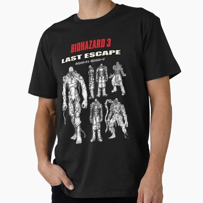 Vintage Resident Evil Nemesis T‑Shirt Biohazard RE3 Horror Movie Game Graphic Print Tee Retro Unisex Streetwear Tops
