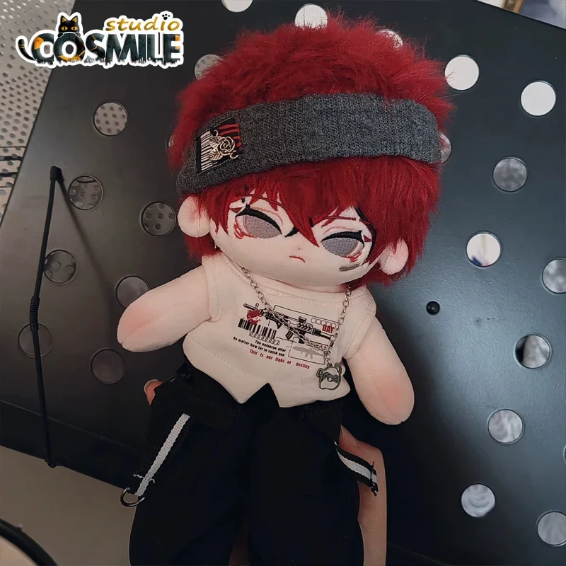 Peluche Kpop Idol Star de 20cm, beau gars Cool, cheveux rouges, poupée en peluche, jouet corporel, cadeau de naissance du nouvel an