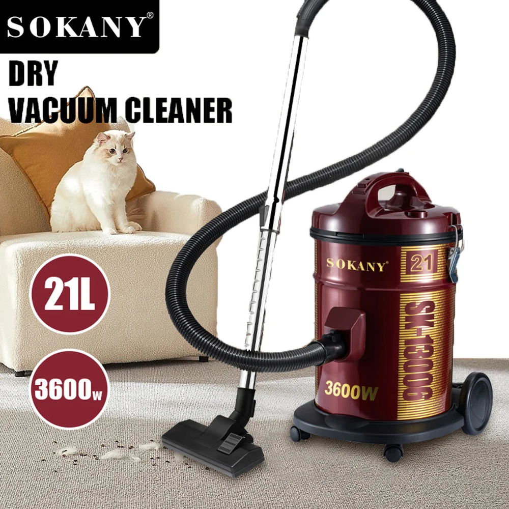 1600W Electric Dry Vacuum Cleaner, Large Capacity Strong Suction Household Multifunctional Cleaning Machine Home Appliance