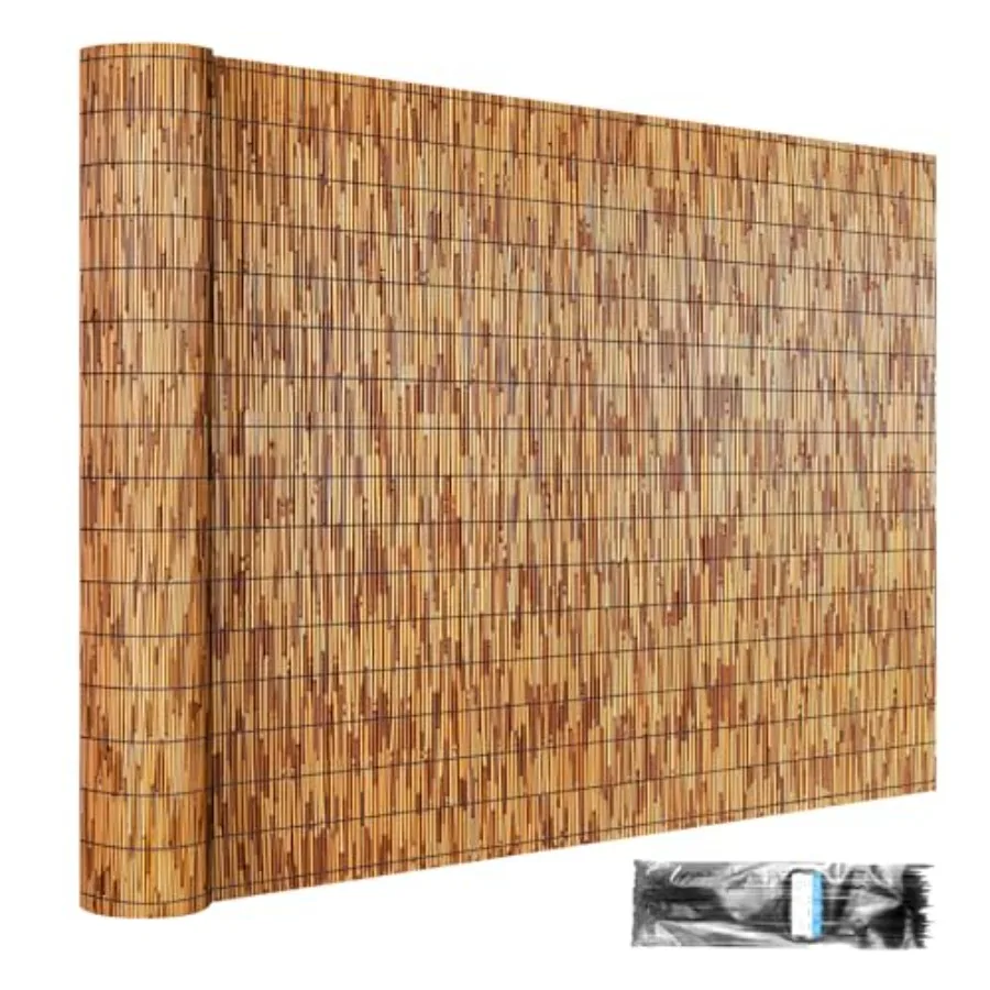 

Рулонный забор из тростника, высотой 4 фута, для балкона, патио, сада, двора, 4 фута x 16,4 фута, коричневый, для обеспечения приватности