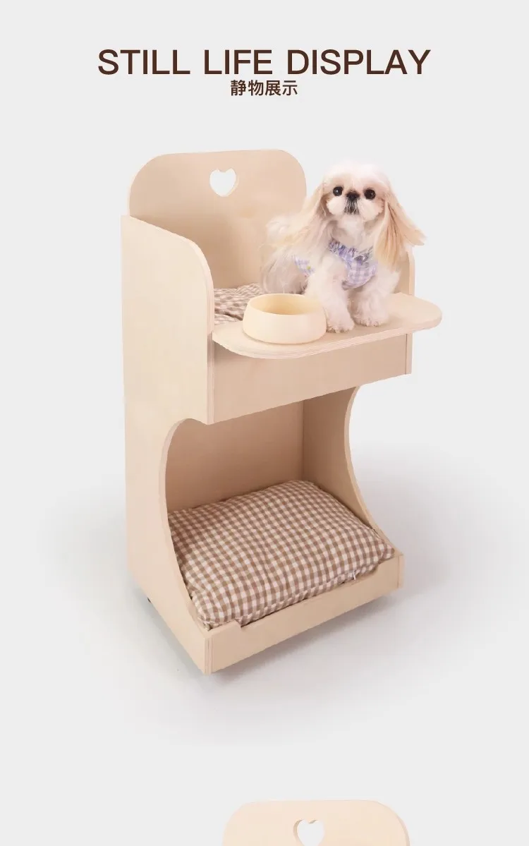 ペット用ダイニングカー 猫と犬用 移動式ダイニングテーブル 椅子 ダブルペット家具