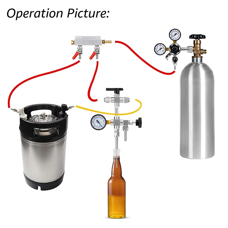 Counter Pressure Bottle Filler with Quick Joint Connector, Beer Bottling & Transfer Avoid Air Connect & Pressure Gauge (0-60psi)