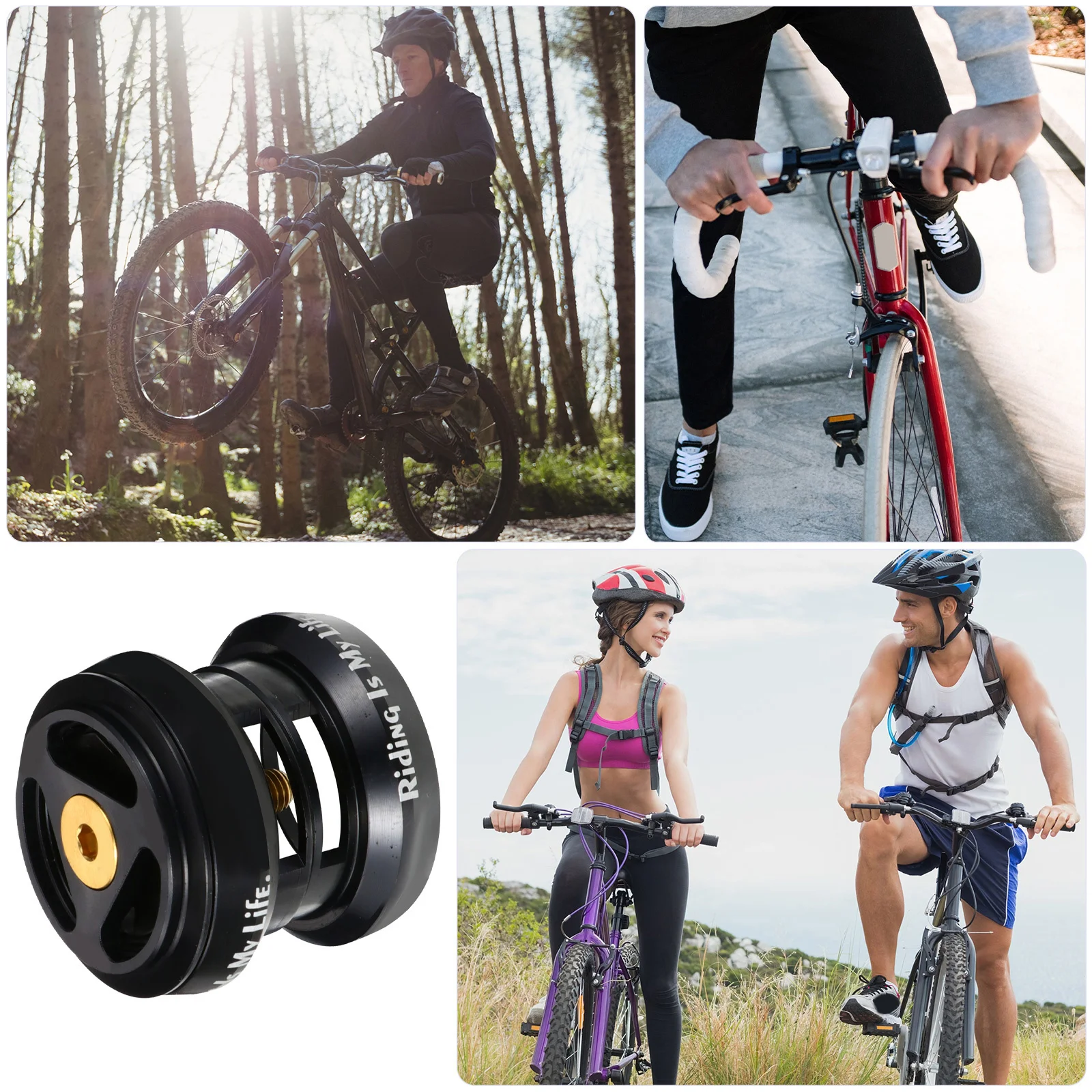 1Set Bike Headset Aluminium Alloy Sturdy Durable Creative Design Easy to Use Bearing Replacement Headset Bearings for Bike