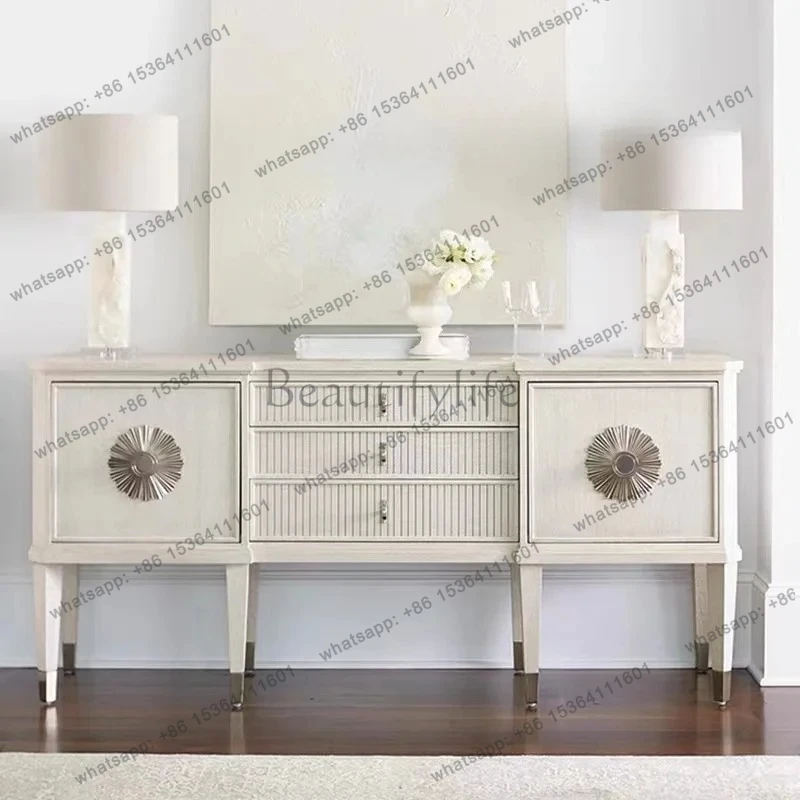 

French retro solid wood entrance entrance foyer cabinet simple modern dining side storage American country decoration