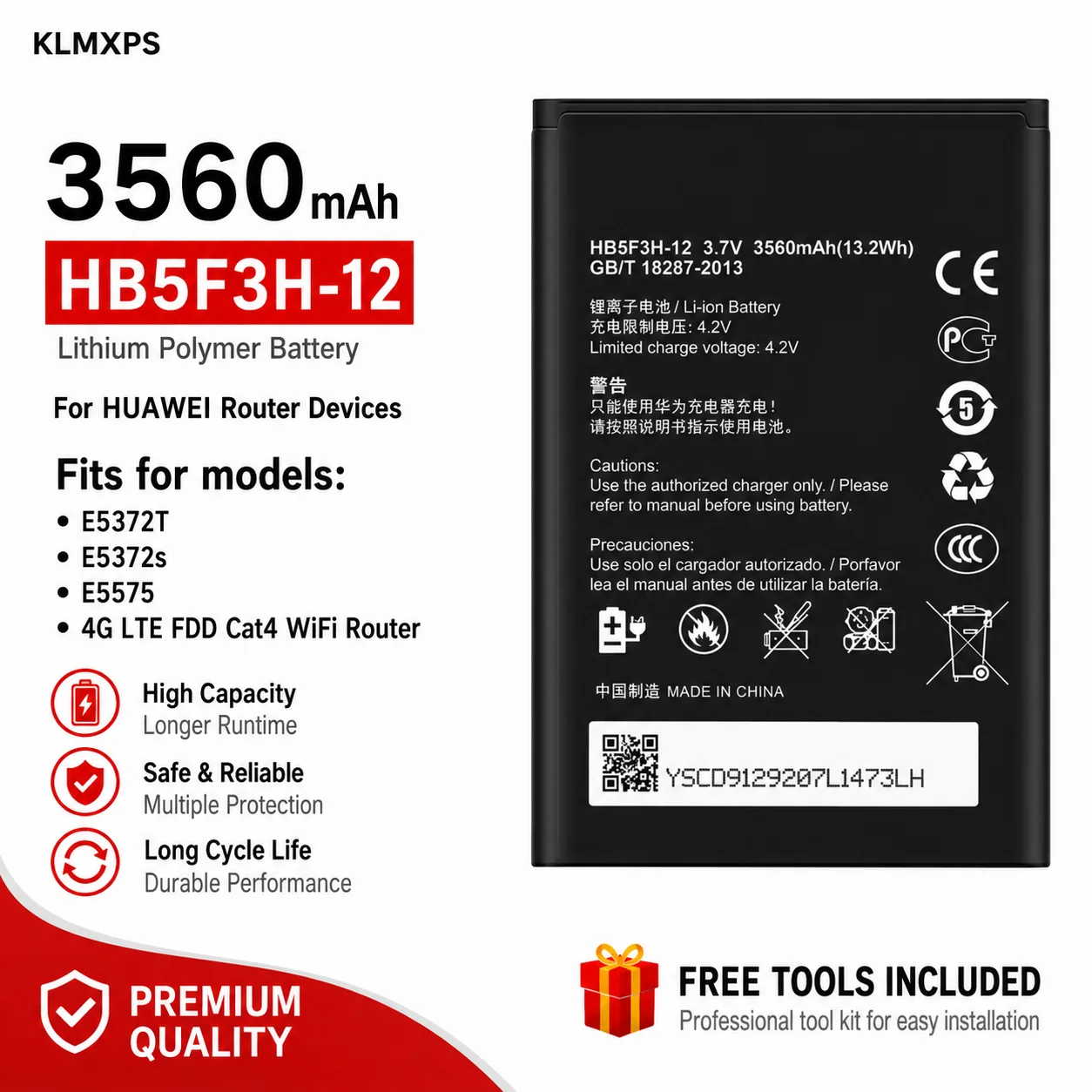 Replacement Battery HB554666RAW HB434666RBC HB5F2H HB5F3H For Huawei E5372 E5373 E5375 EC5377 E5330 4G LTE WiFi Router Pack