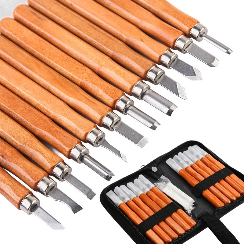 Professional Woodworking Wood Carving Chisel Knife Hand Tool Set For Basic Detailed Carving Woodworkers Gouges Hand Tool Kit