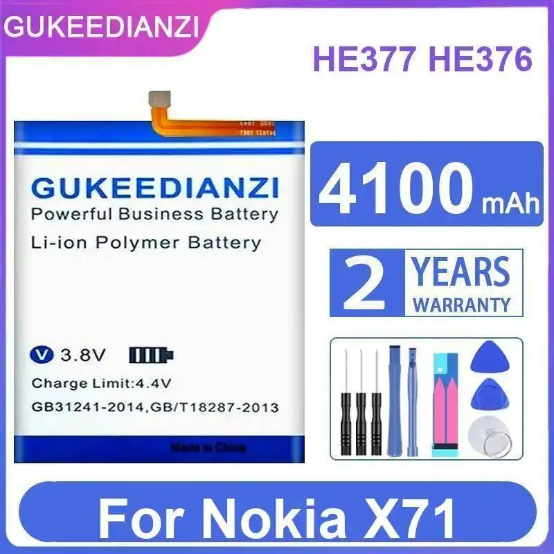 

Reliable Replacement 4100Mah HE377 HE376 For Nokia X71 Mobile Phone Battery