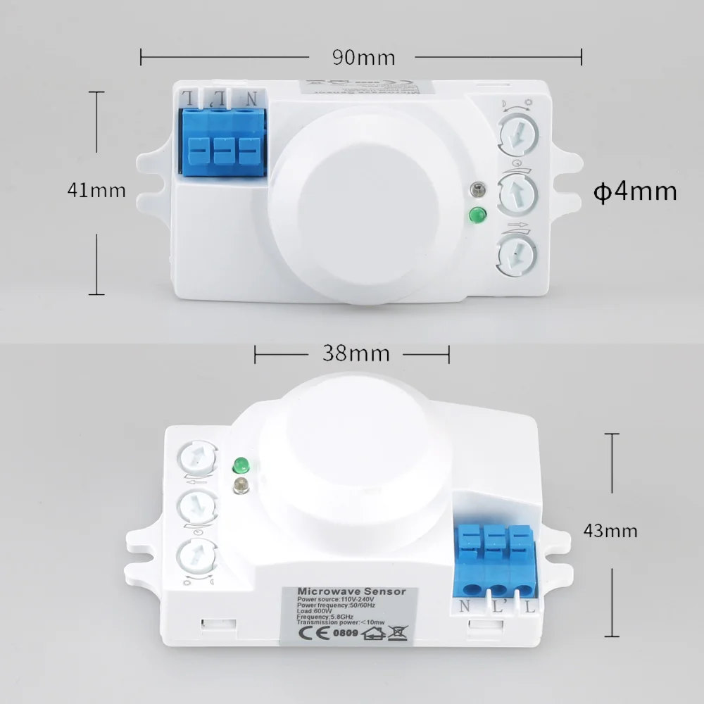 مستشعر رادار الميكروويف LED صغير 5.8 جيجا هرتز AC100V-240V حركة جسم الإنسان التحكم الذكي الموفر للطاقة 300 وات ضوء السقف #6