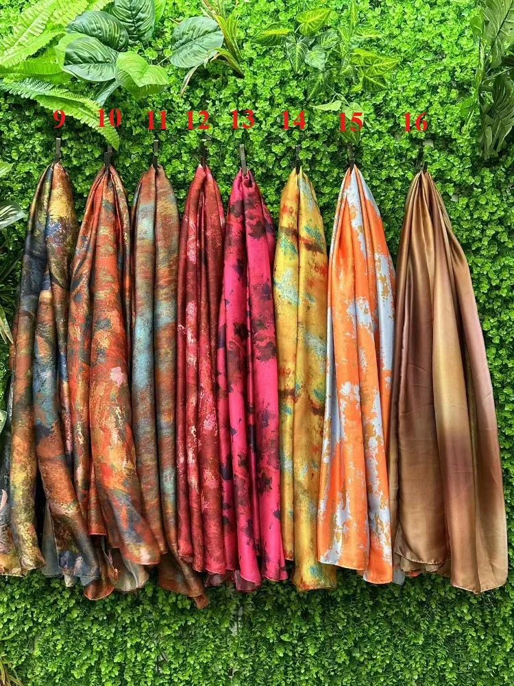 New Silk Satin Chiffon Hijab Printed Hijabs for Women Scarf Brimming Muslim Fashion Print Shawl Hijab Scarves Turbans for Women